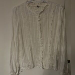 Elegant White Lace Trim Blouse